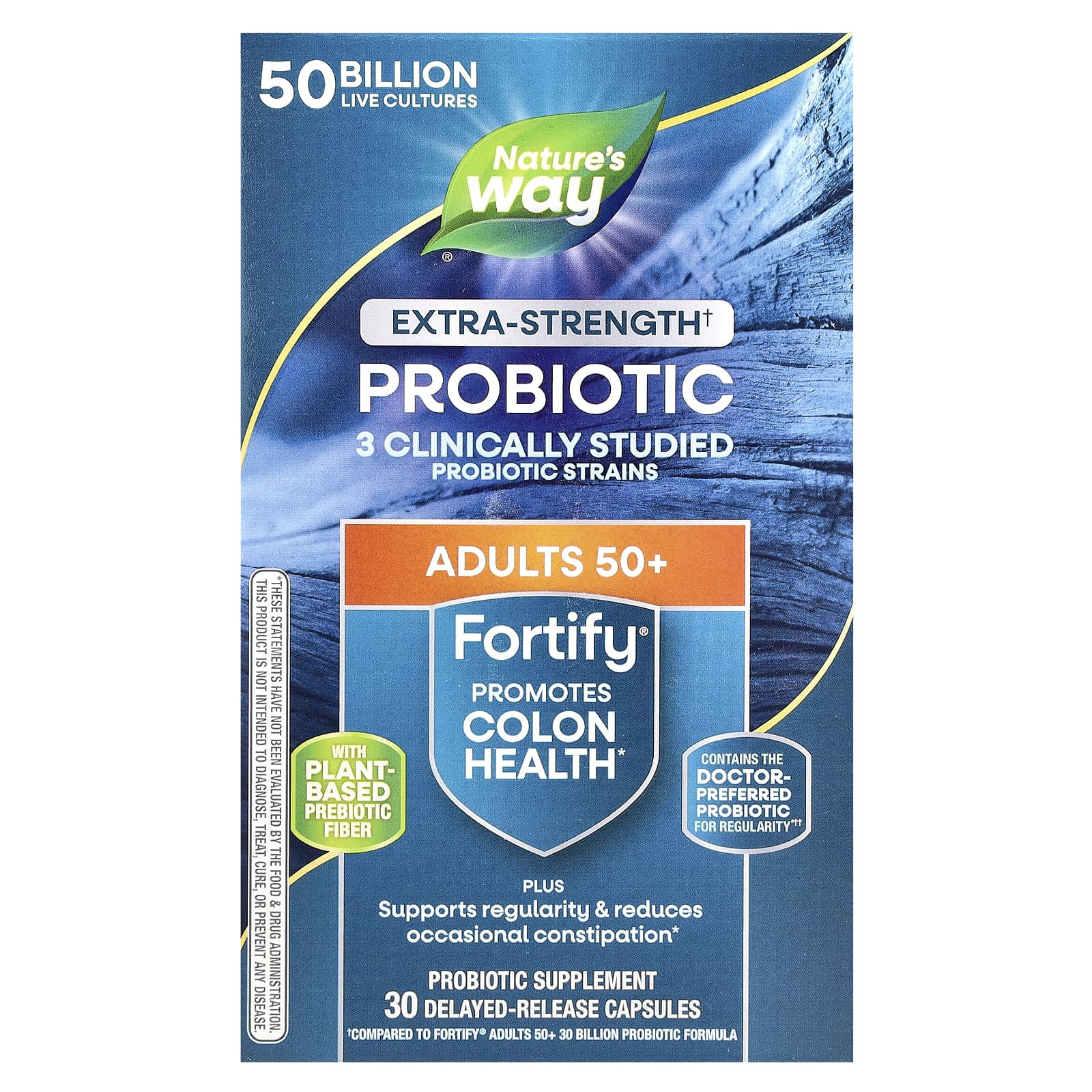 Nature's Way, Fortify®, Extra Strength Probiotic, Adults 50+, 50 Billion, 30 Delayed-Release Capsules - Image 1