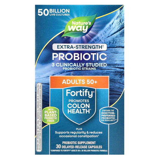 Nature's Way, Fortify®, Extra Strength Probiotic, Adults 50+, 50 Billion, 30 Delayed-Release Capsules - Image 1