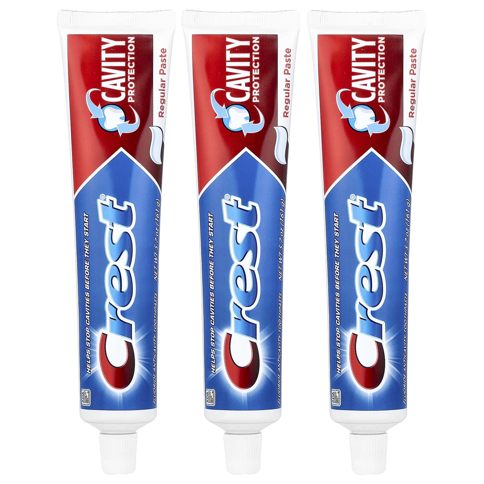 Crest 3-Pack Anticavity Toothpaste, Cavity Protection, Fluoride, Regular Paste - Image 1