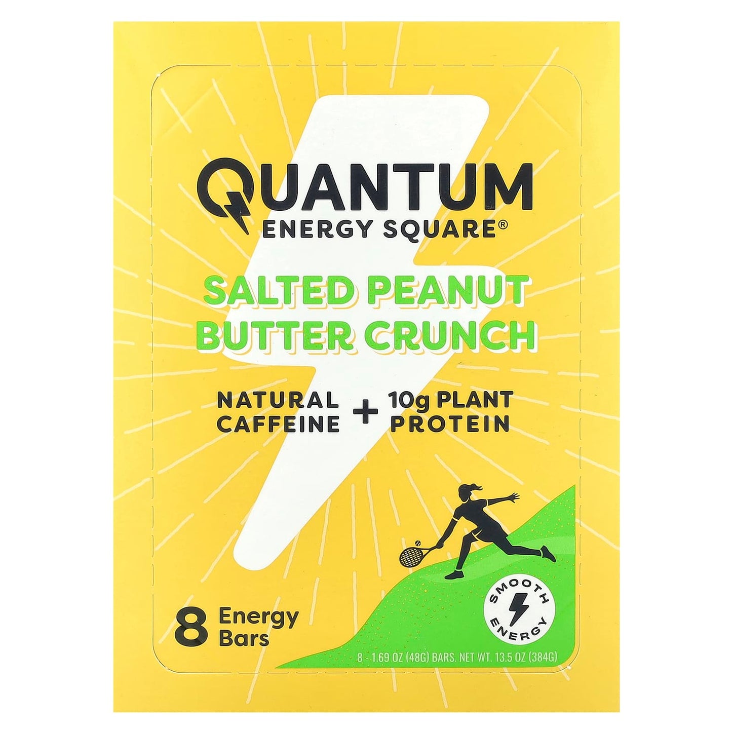 Quantum Energy Square, Salted Peanut Butter Crunch, 8 Energy Bars, 1.69 oz (48 g) Each - Image 1