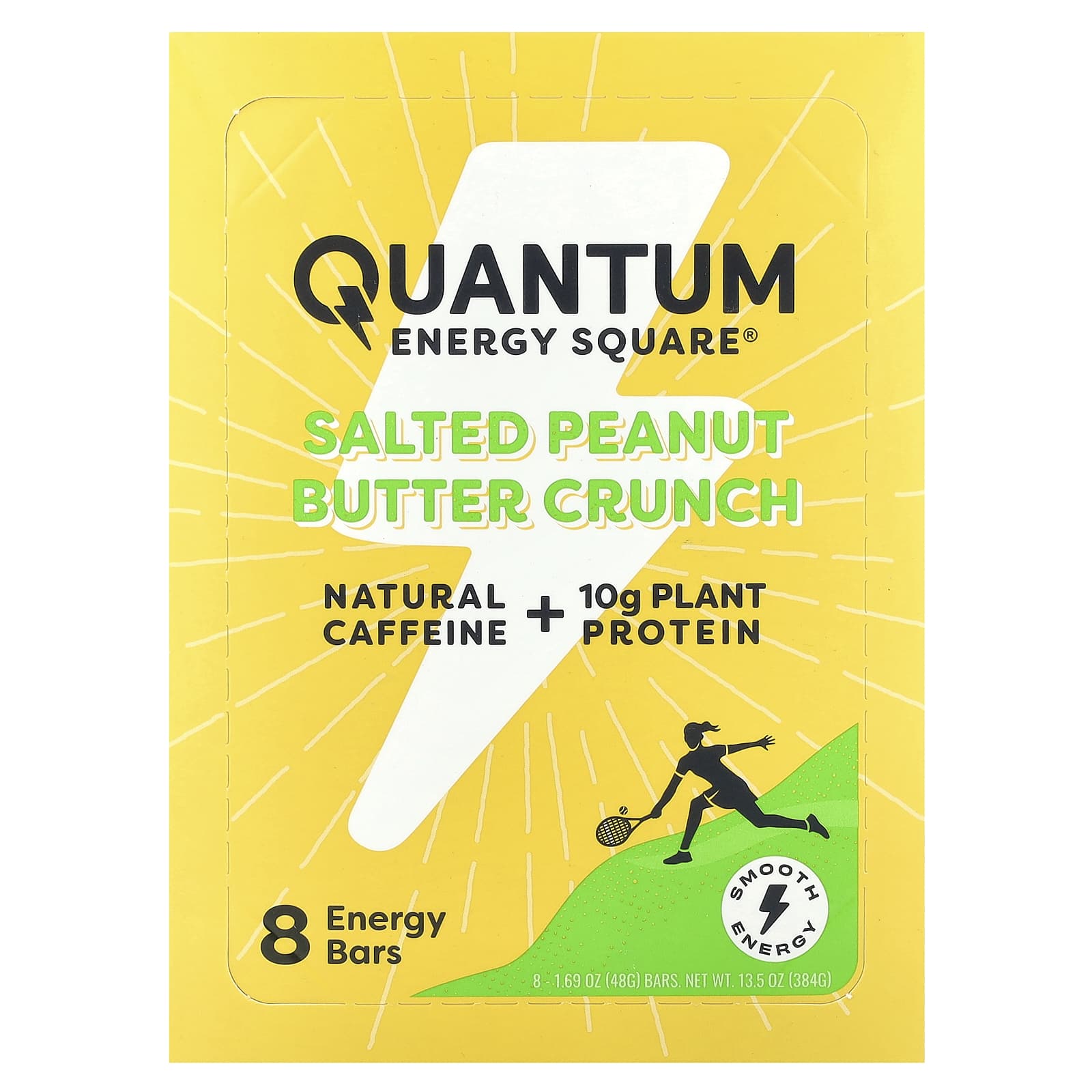 Quantum Energy Square, Salted Peanut Butter Crunch, 8 Energy Bars, 1.69 oz (48 g) Each - Image 1