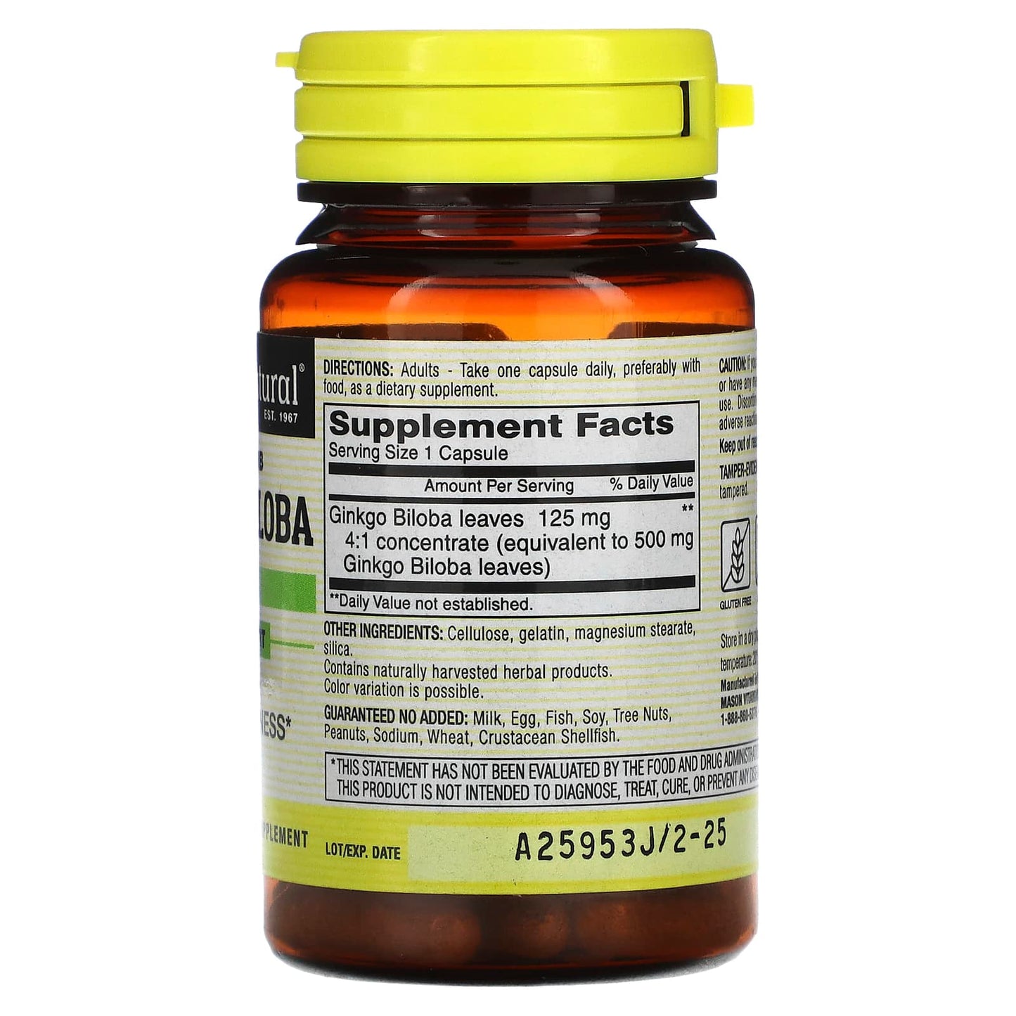 Mason Natural, Whole Herb Ginkgo Biloba, 60 Capsules (125 mg per Capsule) - Image 2