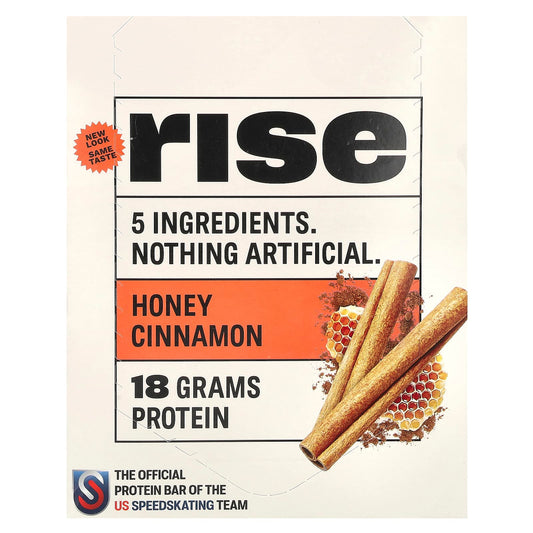 Rise Bar, Protein Bar, Honey Cinnamon, 12 Bars, 2.1 oz (60 g) Each - Image 1