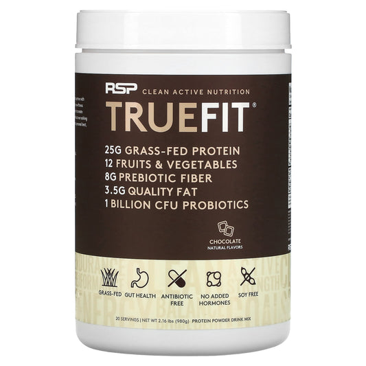RSP Nutrition, TrueFit, Grass-Fed Protein Shake with Fruits & Vegetbles, Chocolate, 2.16 lbs (980 g) - Image 1