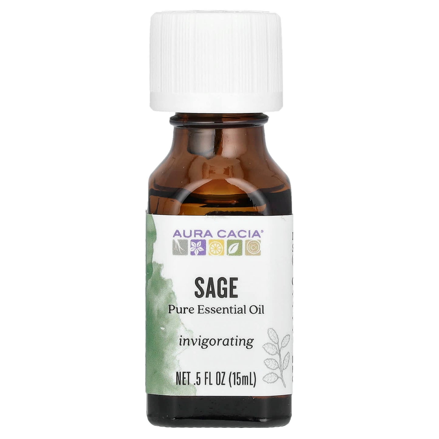 Aura Cacia Pure Essential Oil Sage for Calming Protection, 15ml - Image 1