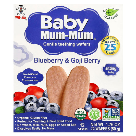 Gentle Teething Wafers for Babies | Blueberry & Goji Berry | USDA Organic - Image 1