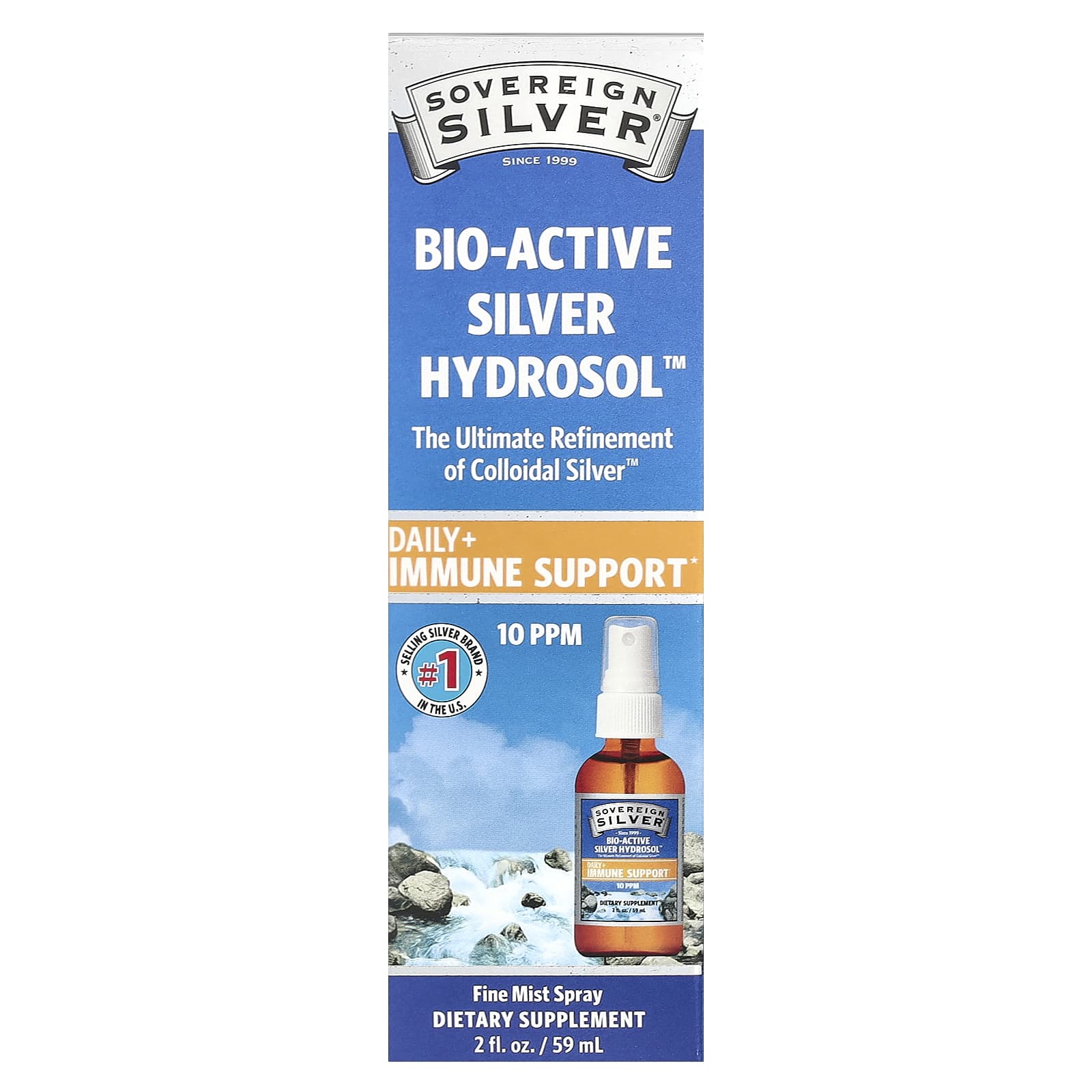 Sovereign Silver, Bio-Active Silver Hydrosol™, Fine Mist Spray, 10 PPM, 2 fl oz (59 ml) - Image 1