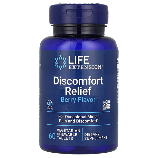 Life Extension, Discomfort Relief, Berry, 60 Vegetarian Chewable Tablets - Image 1