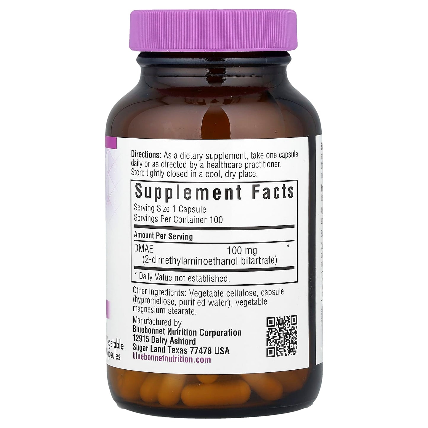 DMAE 100mg Veg Capsules for Mental Focus & Clarity - Bluebonnet Nutrition - Image 2