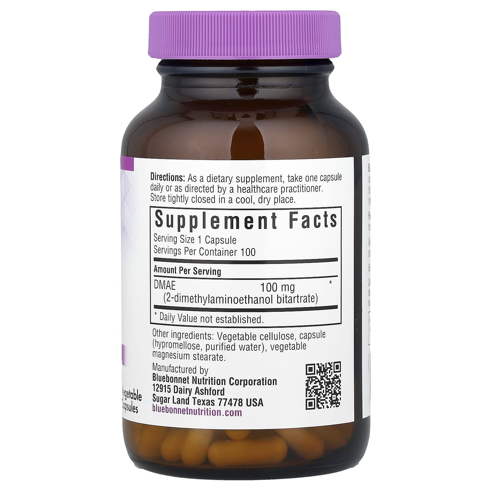 DMAE 100mg Veg Capsules for Mental Focus & Clarity - Bluebonnet Nutrition - Image 2