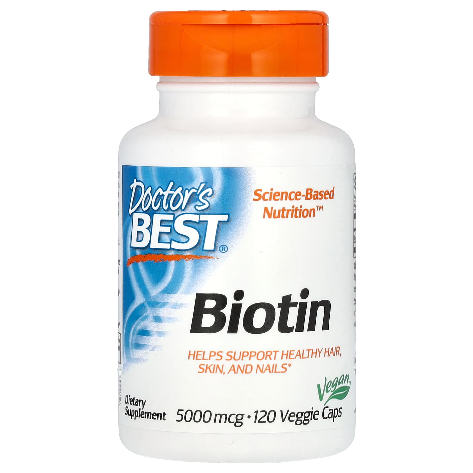 Doctor's Best Biotin 5,000 mcg - Hair, Skin & Nails Support - Image 1