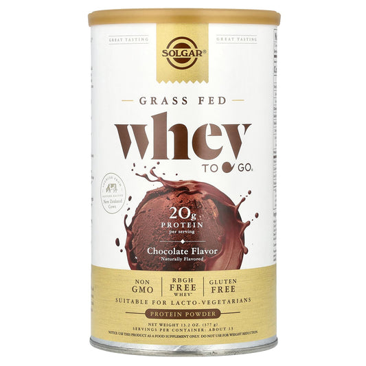 Solgar, Grass Fed Whey To Go®, Protein Powder, Chocolate, 13.2 oz (377 g) - Image 1