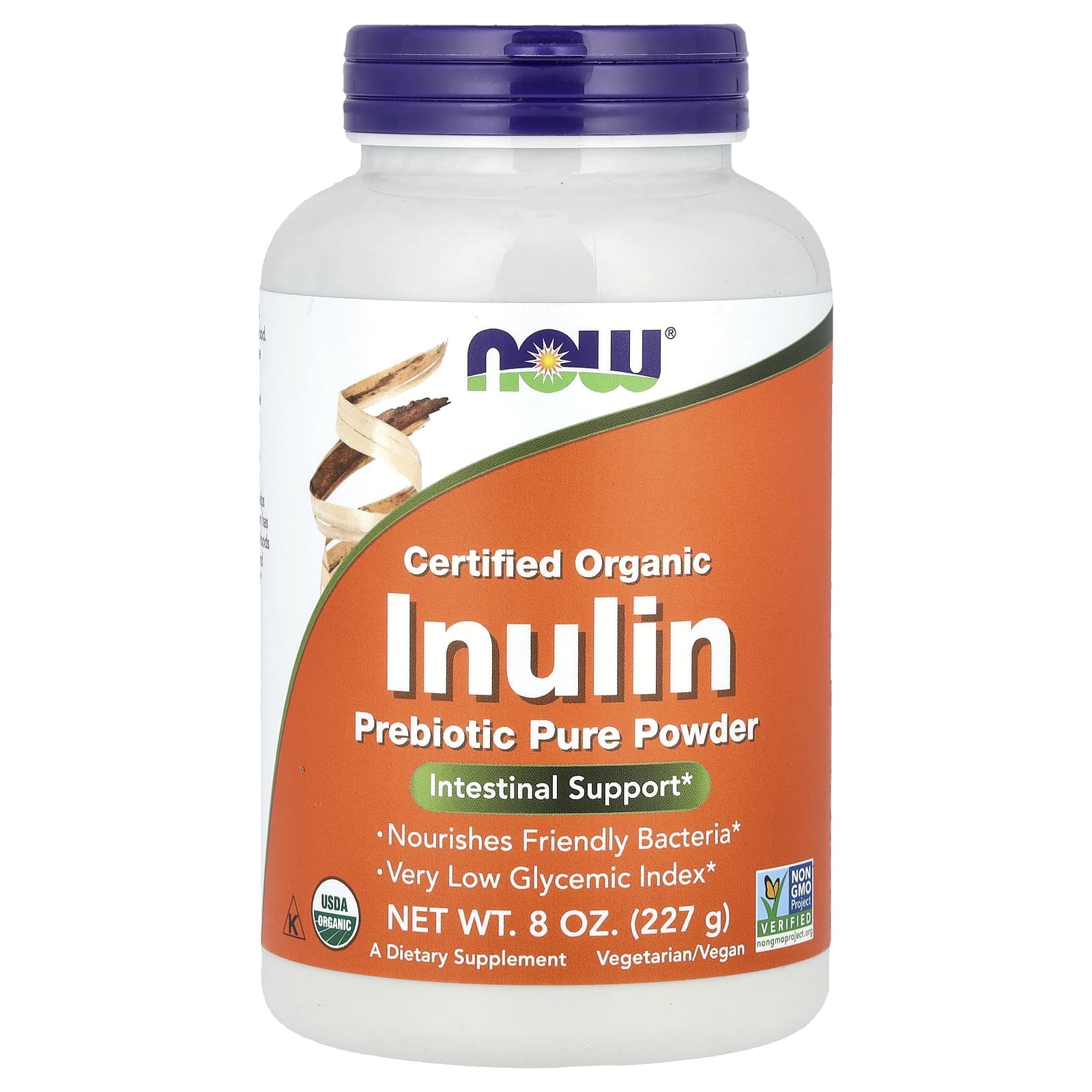 NOW Foods, Certified Organic Inulin, Prebiotic Pure Powder, 8 oz (227 g) - Image 1