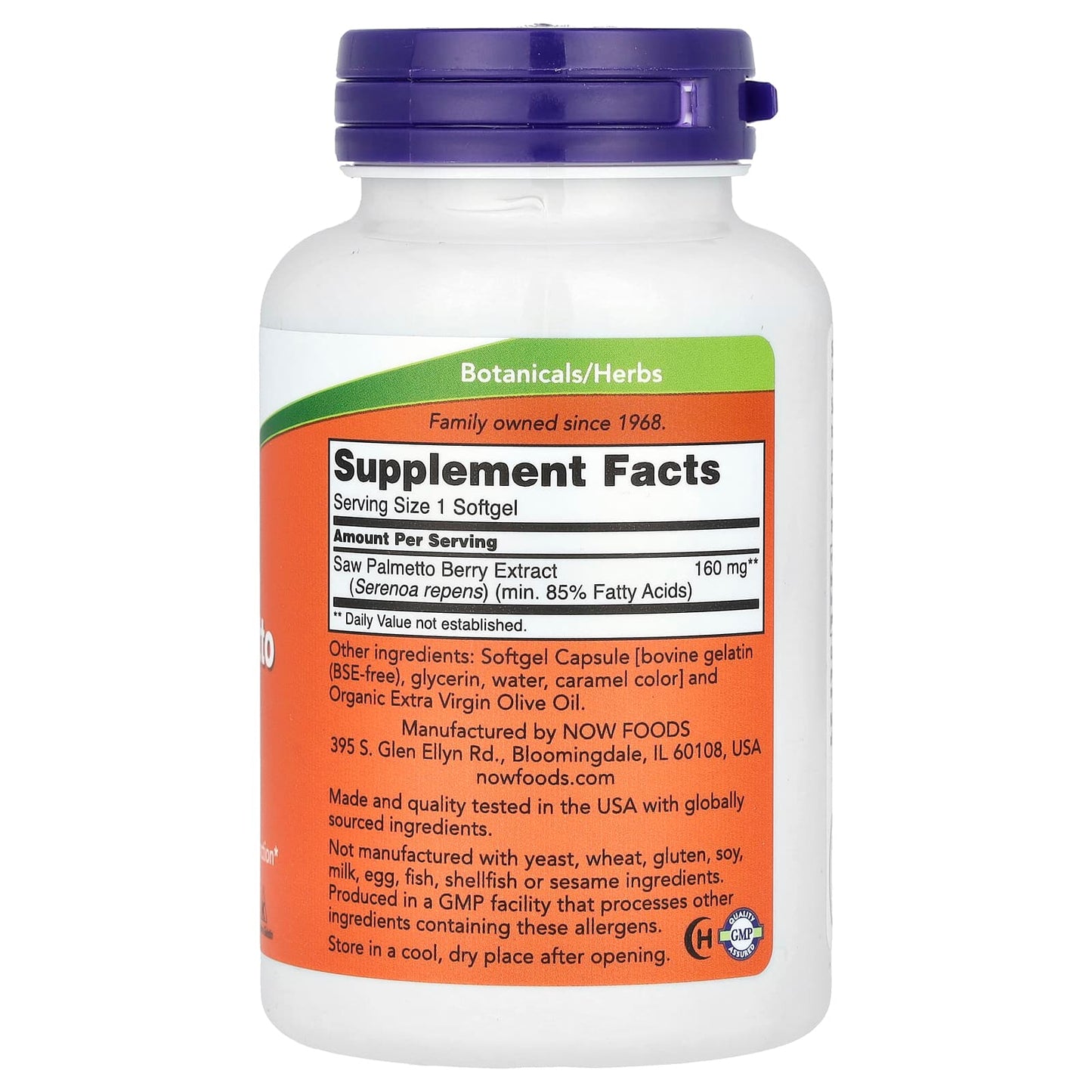 NOW Foods, Saw Palmetto Extract, Men's Health, 160 mg, 240 Softgels - Image 2