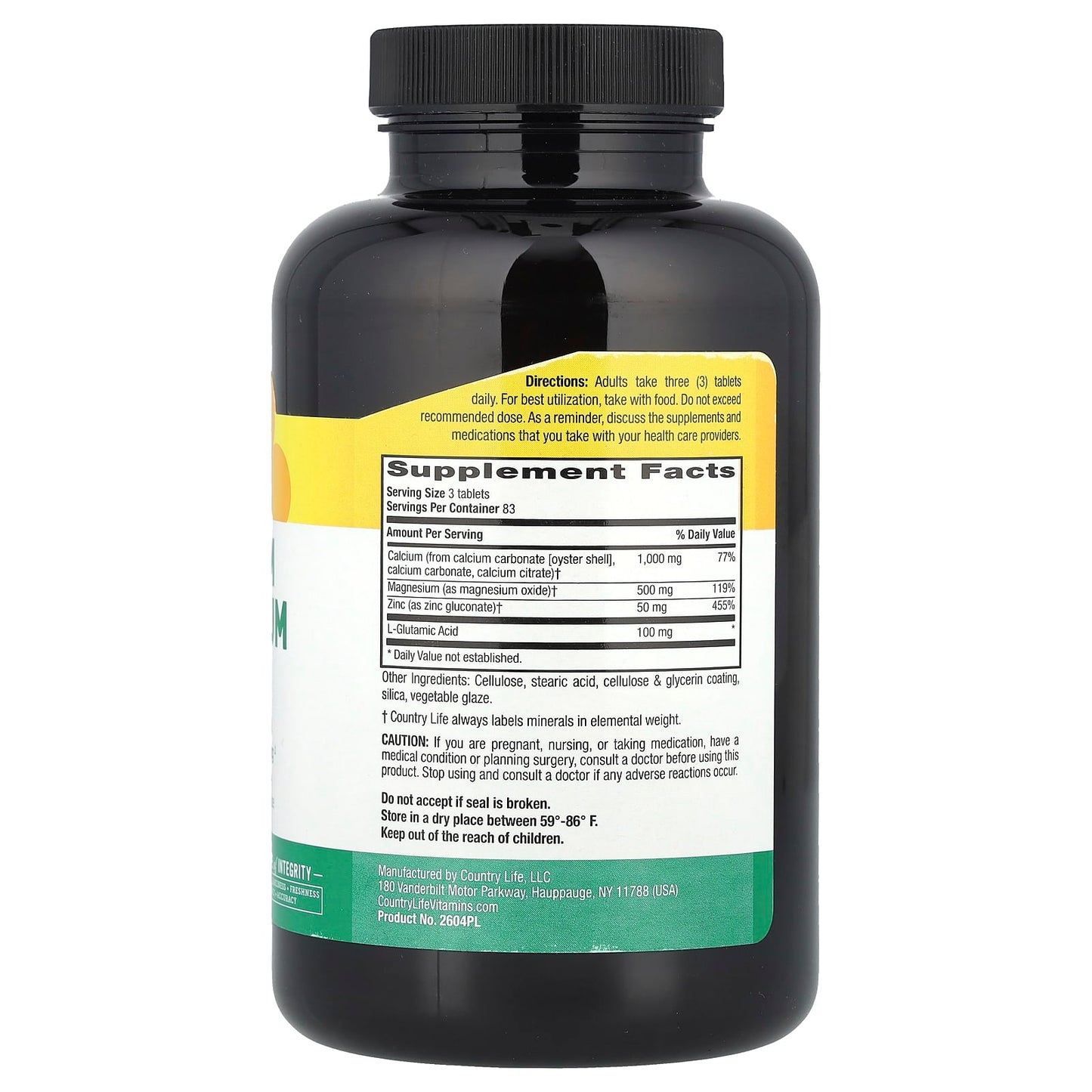 Country Life, Calcium Magnesium Zinc, 250 Tablets