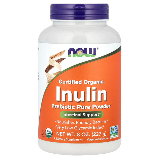NOW Foods, Certified Organic Inulin, Prebiotic Pure Powder, 8 oz (227 g) - Image 1
