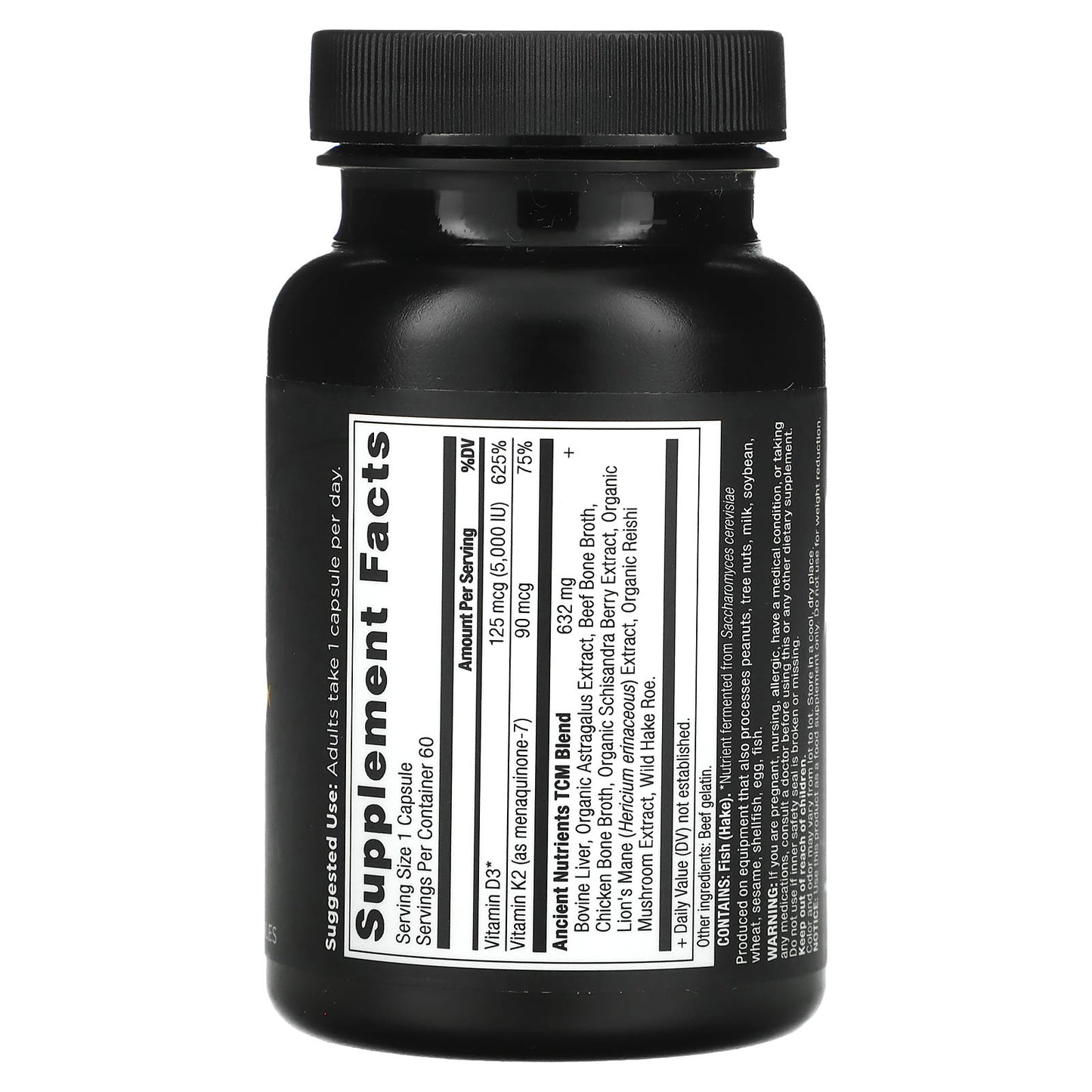 Ancient Nutrition Vitamin D Supplement, 5,000 IU, 60 Capsules - Image 2