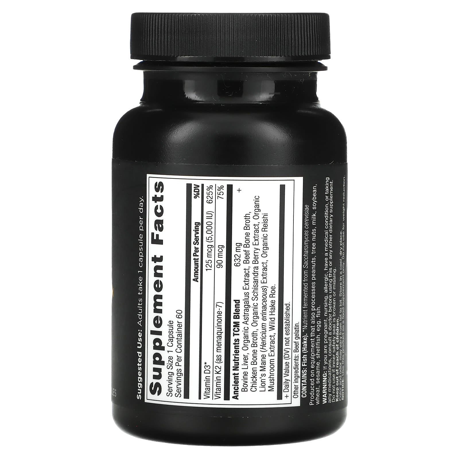 Ancient Nutrition Vitamin D Supplement, 5,000 IU, 60 Capsules - Image 2