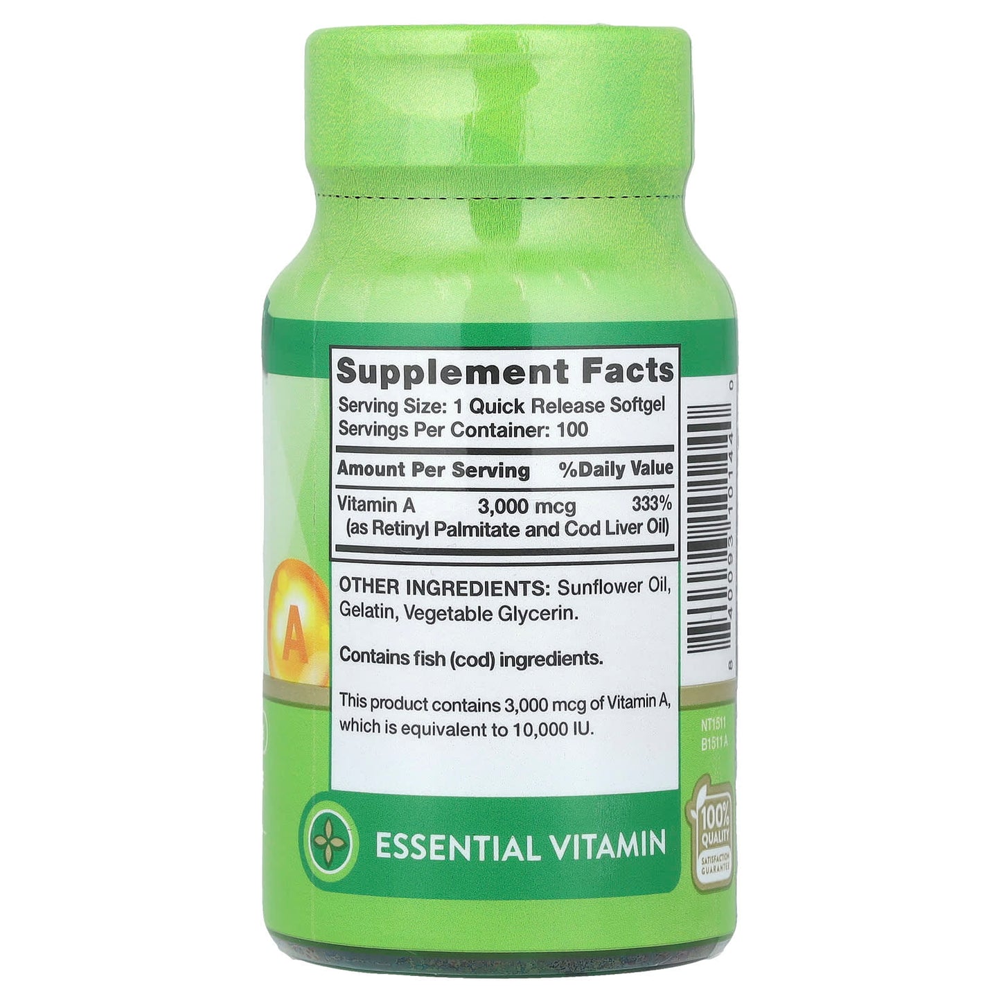 Nature's Truth, Vitamin A, High Potency, 3,000 mcg (10,000 IU), 100 Quick Release Softgels - Image 2
