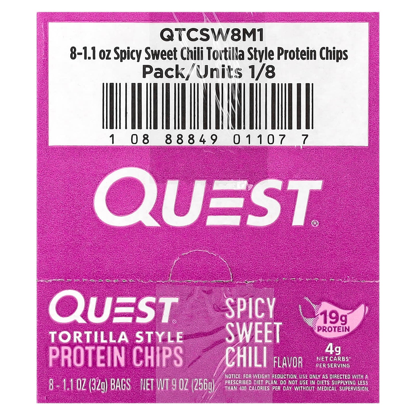 Quest Nutrition, Tortilla Style Protein Chips, Spicy Sweet Chili, 8 Bags, 1.1 oz (32 g) Each - Image 2