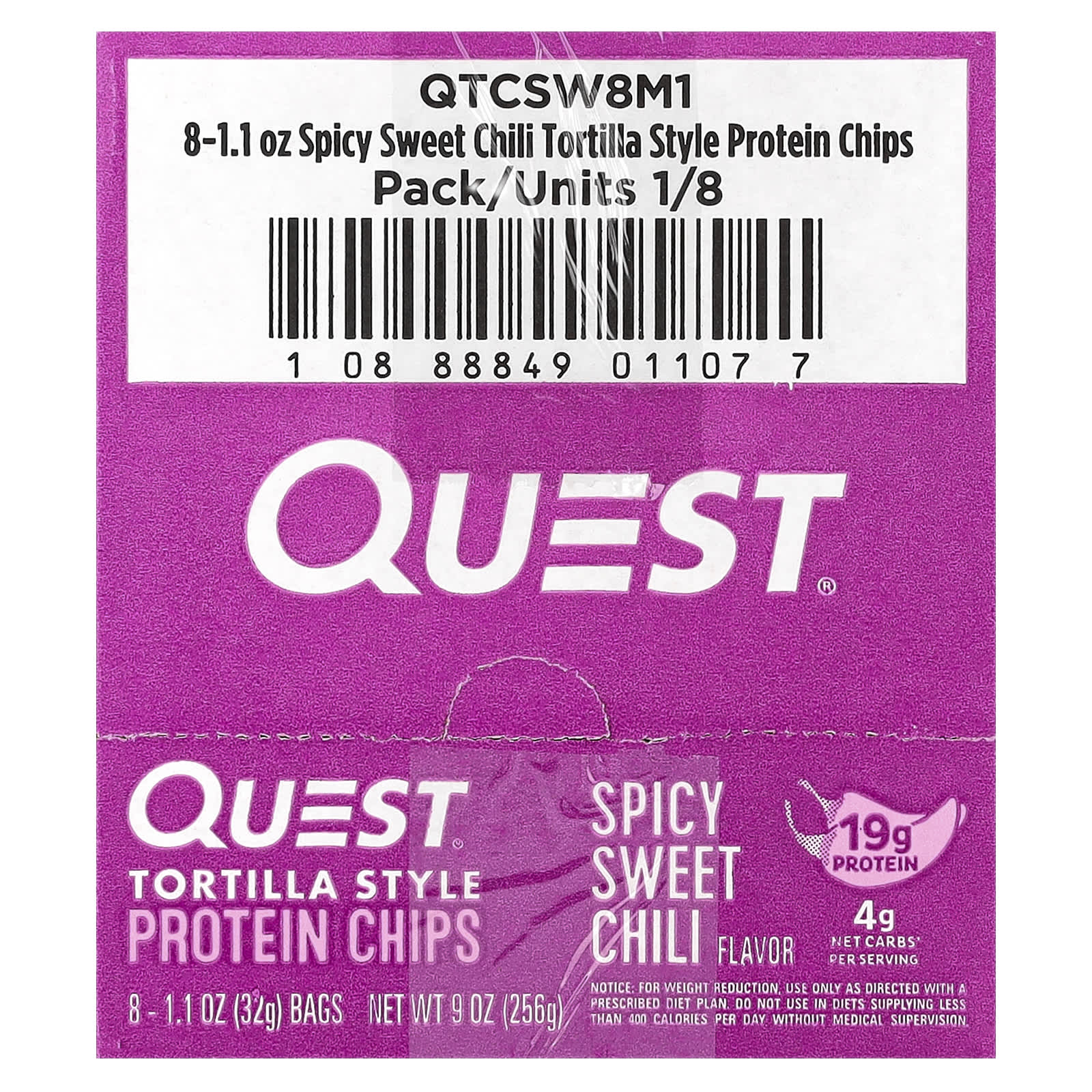 Quest Nutrition, Tortilla Style Protein Chips, Spicy Sweet Chili, 8 Bags, 1.1 oz (32 g) Each - Image 2