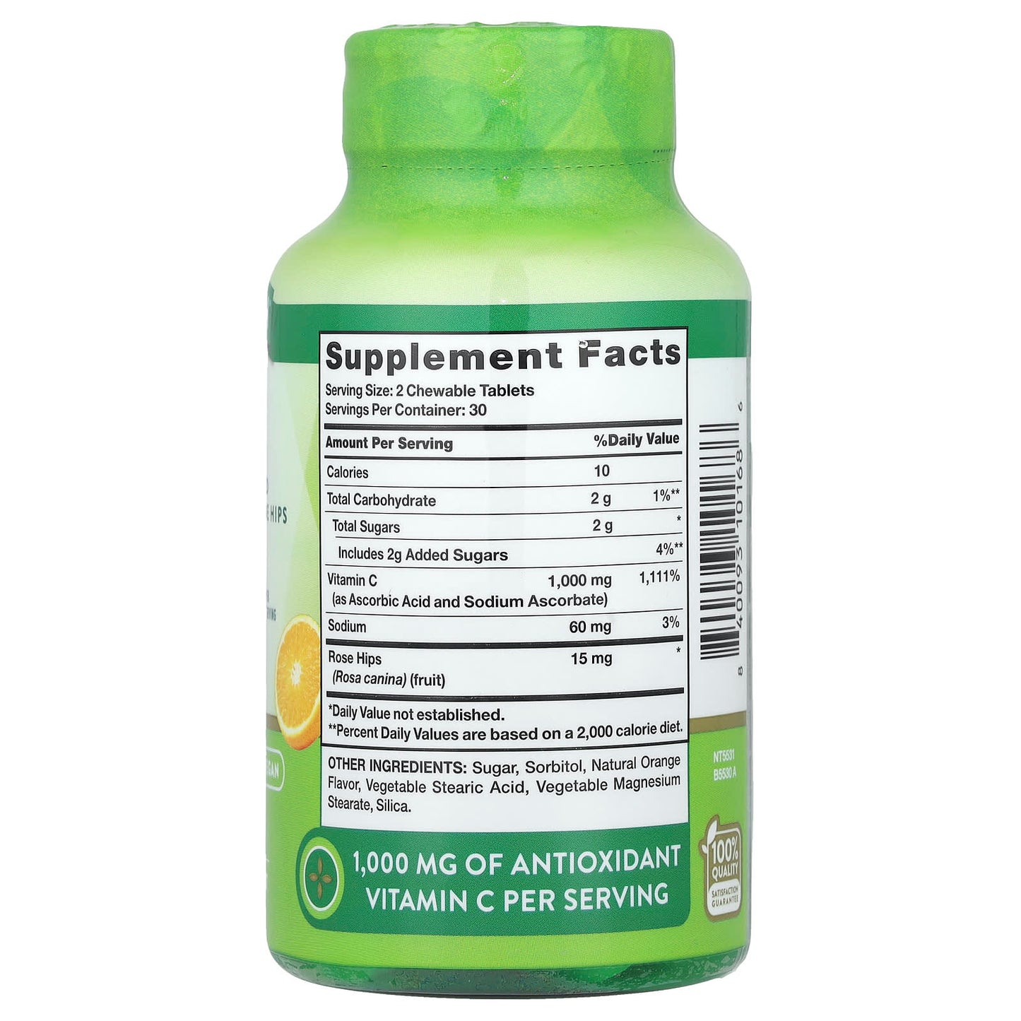 Nature's Truth, Vitamin C Plus Wild Rose Hips, Natural Orange, 60 Chewable Tablets - Image 2