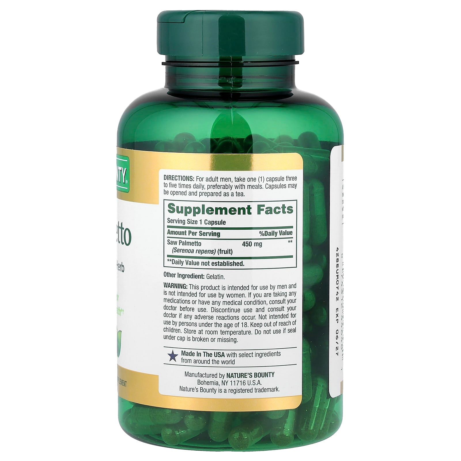 Nature's Bounty, Saw Palmetto, 450 mg, 250 Capsules - Image 2