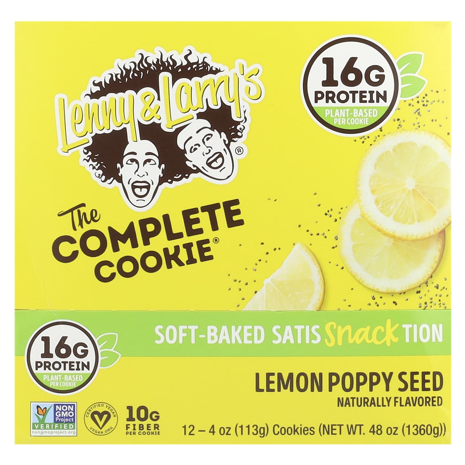 Lenny & Larry's, The Complete Cookie®, Lemon Poppy Seed, 12 Cookies, 4 oz (113 g) Each - Image 1