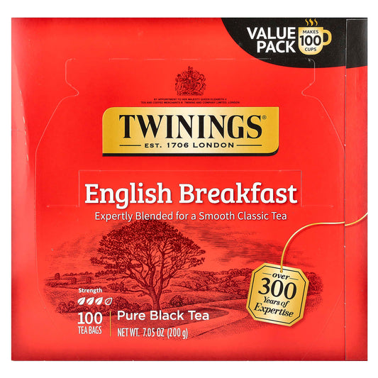 Twinings, Pure Black Tea, English Breakfast, 100 Tea Bags, 7.05 oz (200 g) - Image 1