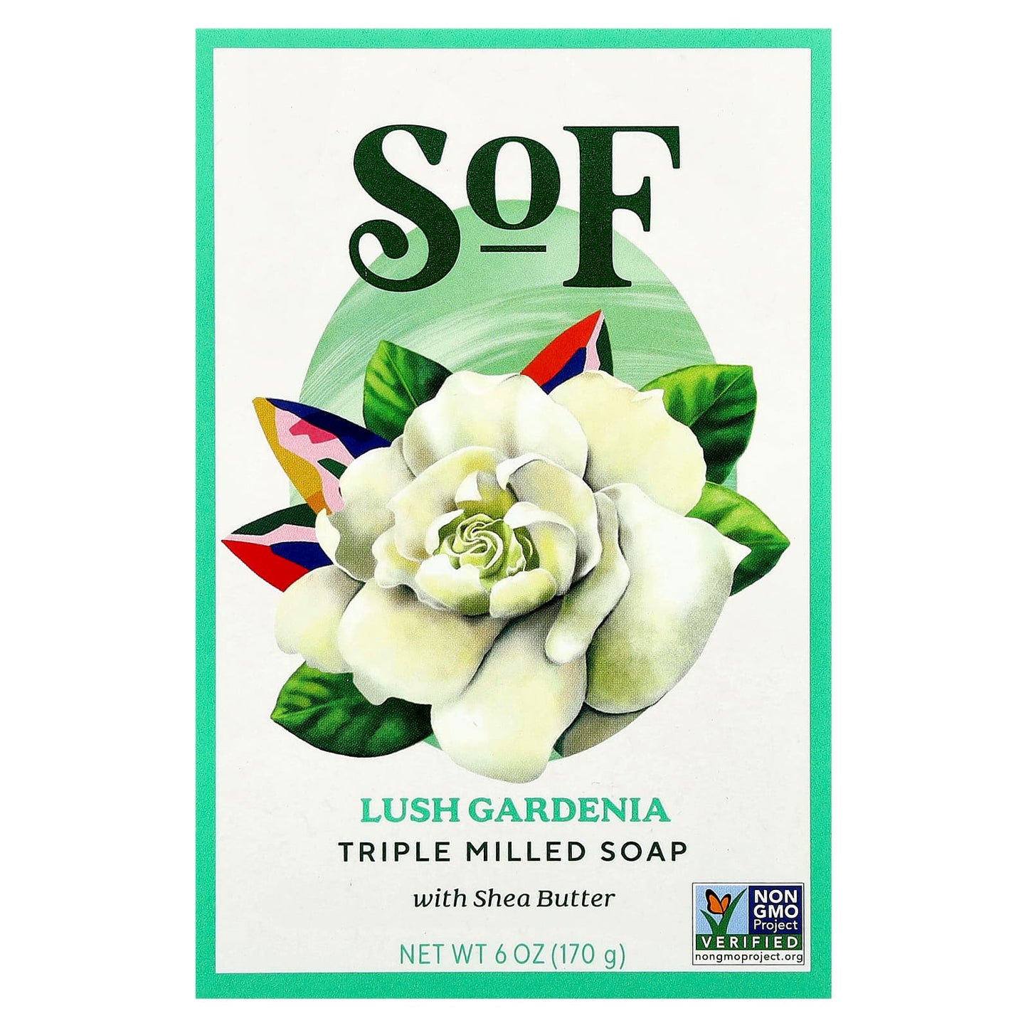 SoF, Triple Milled Bar Soap with Shea Butter, Lush Gardenia, 6 oz (170 g) - Image 1