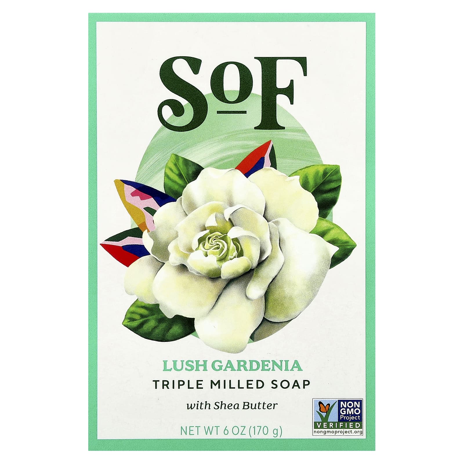 SoF, Triple Milled Bar Soap with Shea Butter, Lush Gardenia, 6 oz (170 g) - Image 1