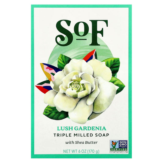 SoF, Triple Milled Bar Soap with Shea Butter, Lush Gardenia, 6 oz (170 g) - Image 1