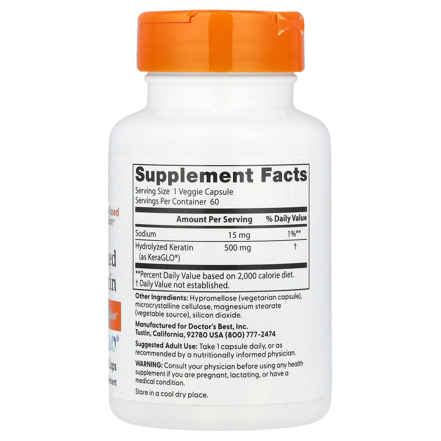 Hydrolyzed Keratin Supplement for Hair Strength & Hydration | 60 Veggie Caps - Image 2