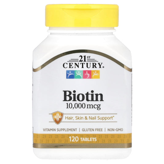 21st Century Biotin 10,000 mcg - 120 Tablets for Hair, Skin & Nail Support - Image 1
