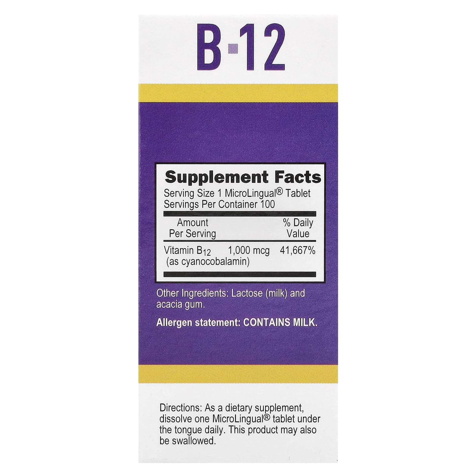 Superior Source, Cyanocobalamin B12, 1,000 mcg, 100 MicroLingual® Instant Dissolve Tablets - Image 2