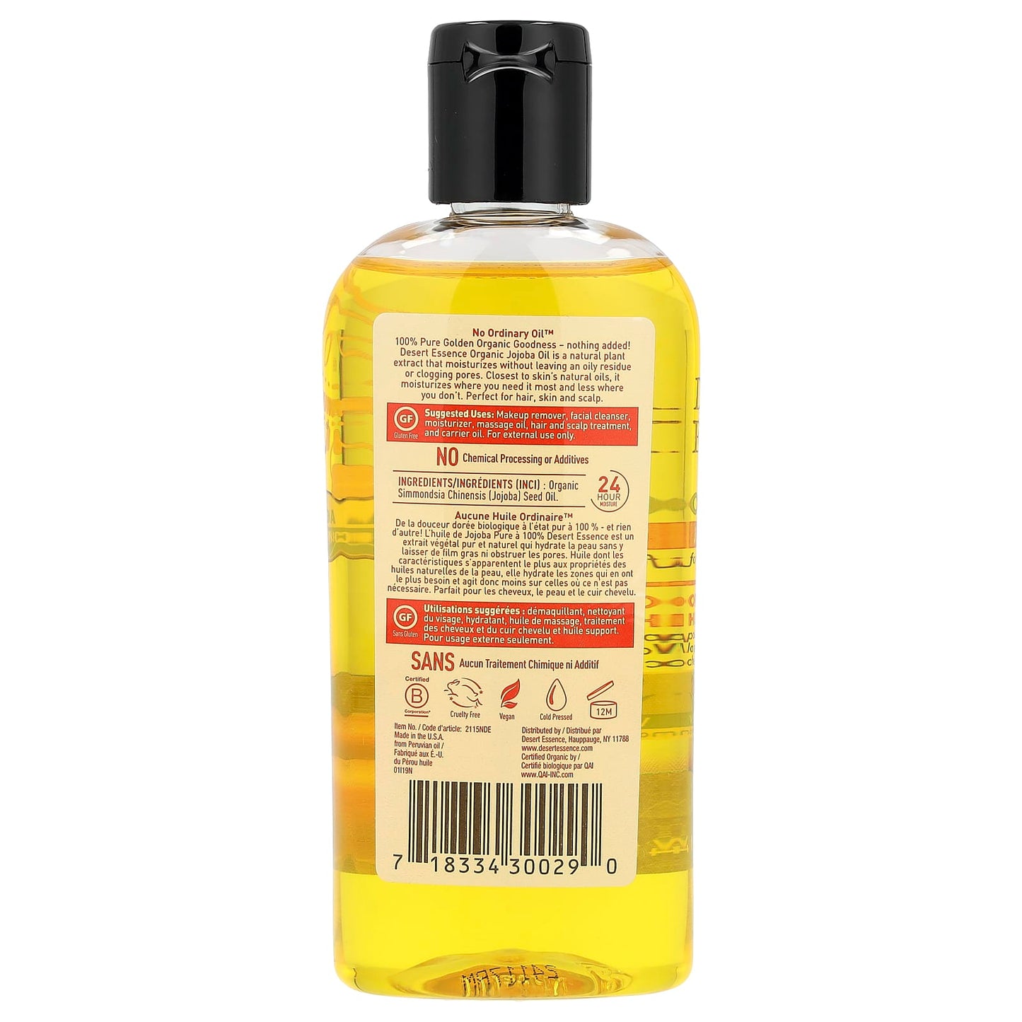 Pure Organic Jojoba Oil for Hair, Skin, and Scalp - 4 fl oz - Image 2