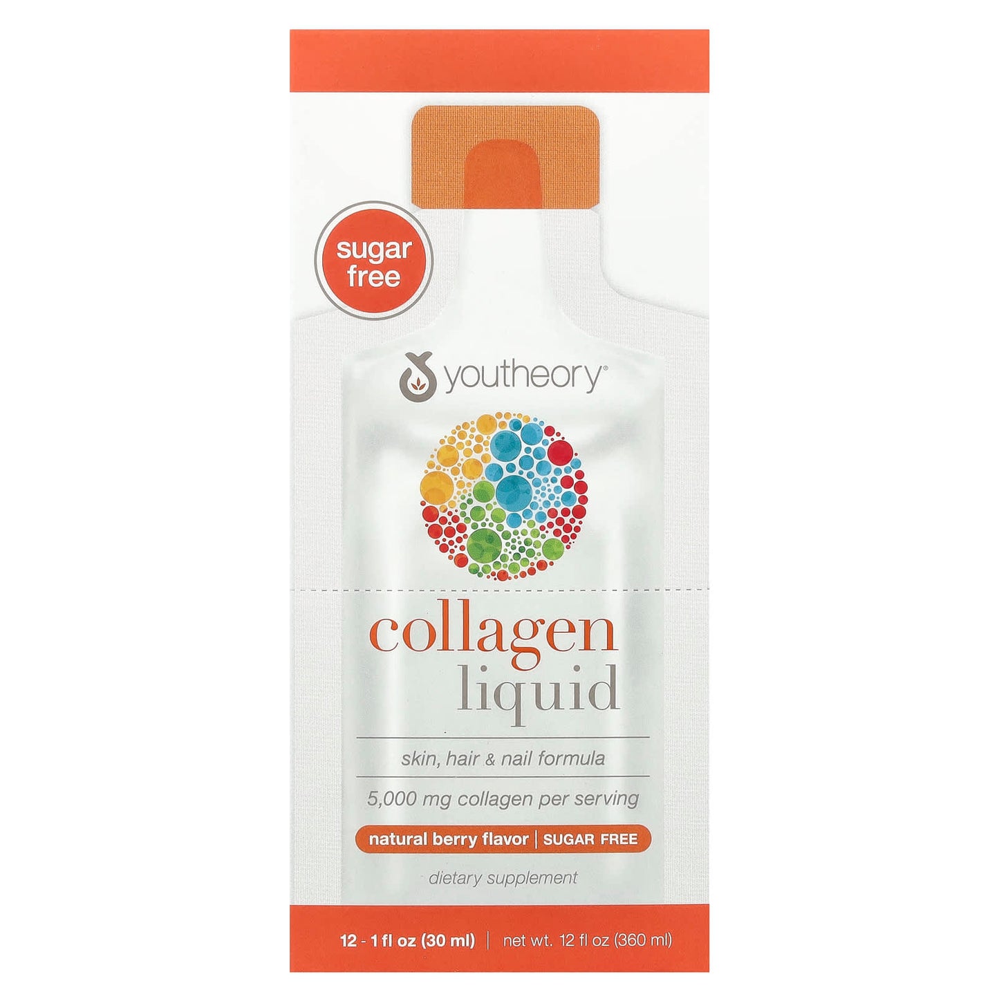 Youtheory, Liquid Collagen, Natural Berry, 5,000 mg, 12 Liquid Tubes, 1 fl oz (30 ml) Each - Image 1