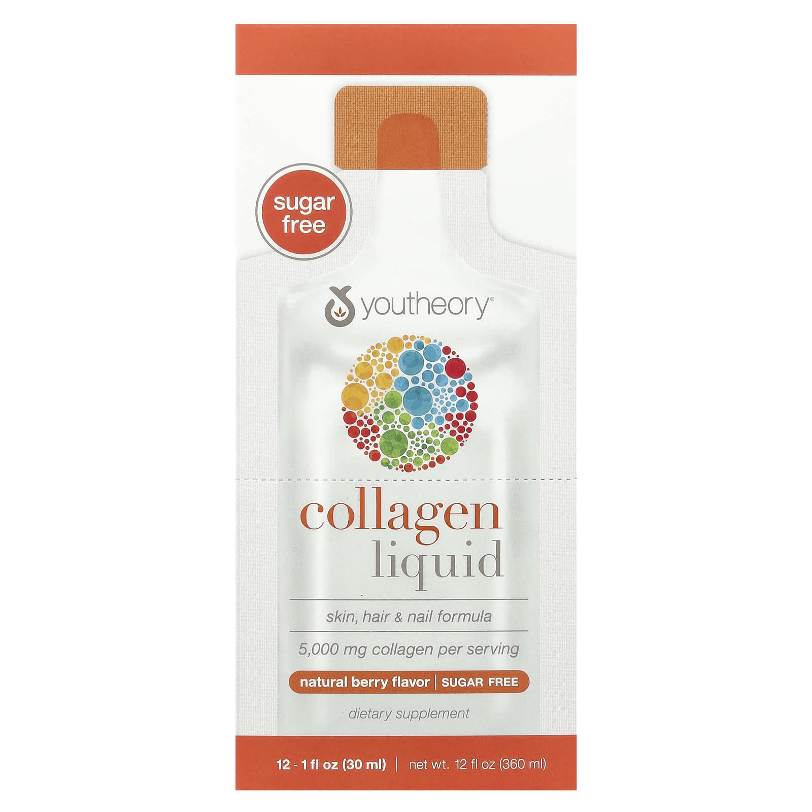 Youtheory, Liquid Collagen, Natural Berry, 5,000 mg, 12 Liquid Tubes, 1 fl oz (30 ml) Each - Image 1