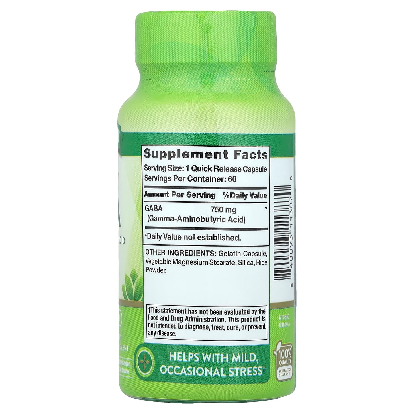 Nature's Truth, GABA, 750 mg, 60 Quick Release Capsules - Image 2