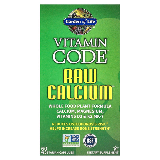 Garden of Life RAW Calcium Vitamin D3 K2 MK-7 60 Capsules - Image 1