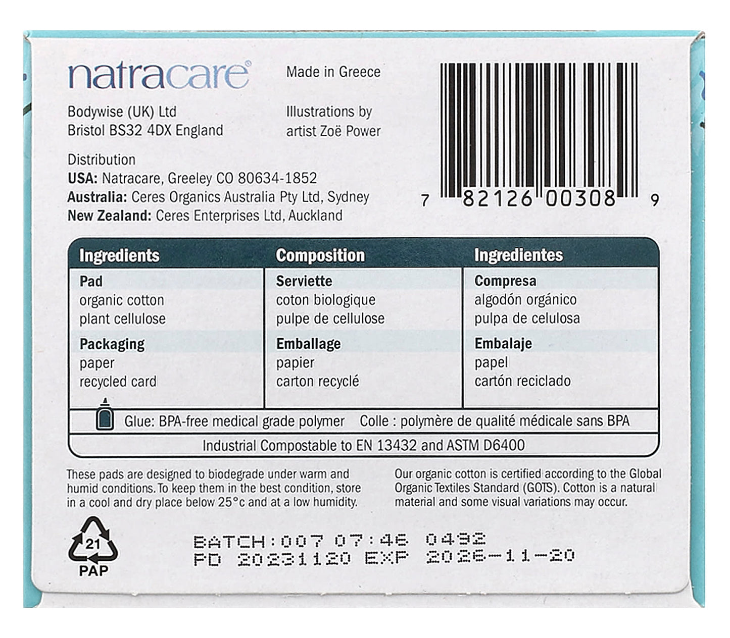 Natracare, Ultra Pads, Organic Cotton Cover, Super, 12 Pads - Image 2