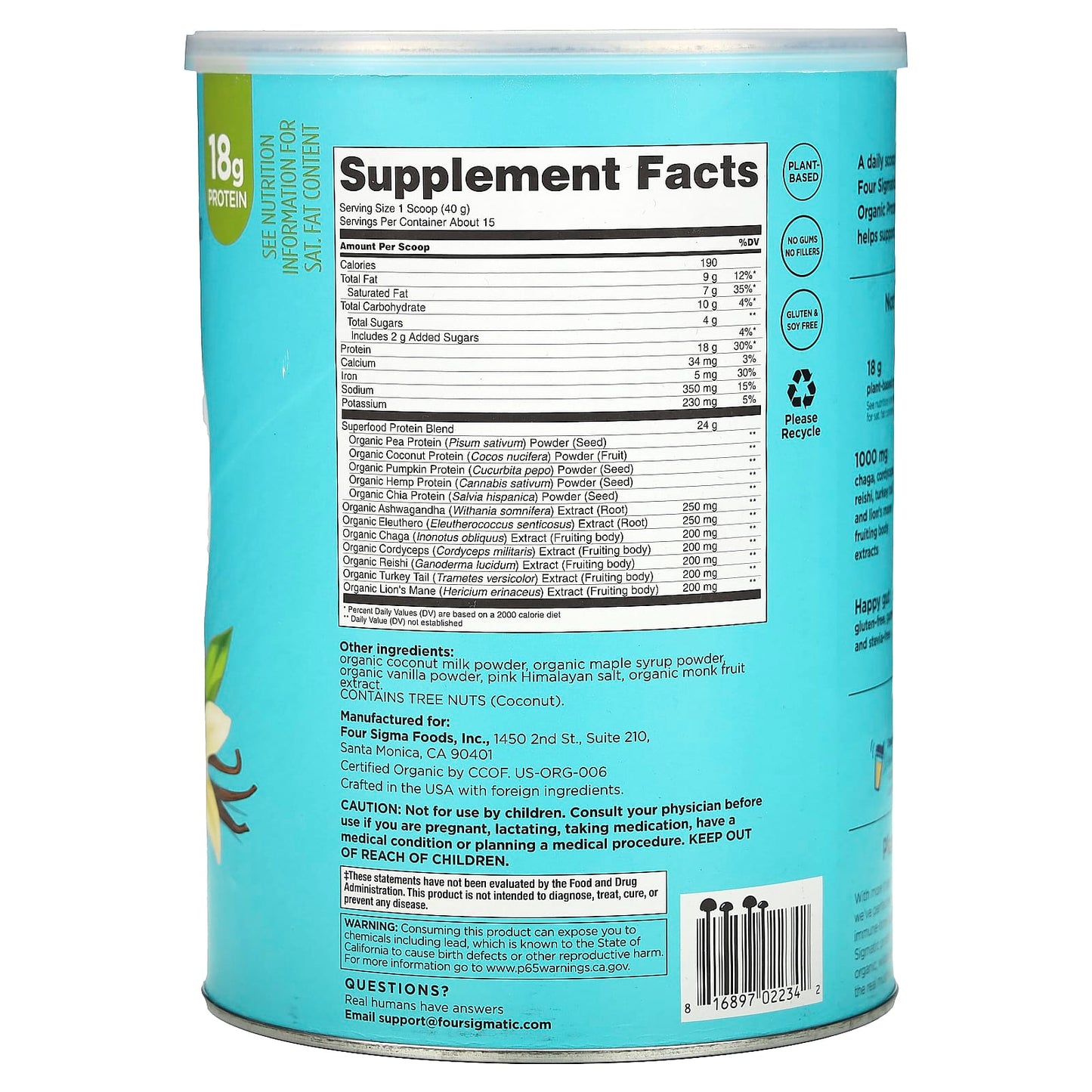 Four Sigmatic Organic Plant-Based Protein Powder - Sweet Vanilla - Image 2