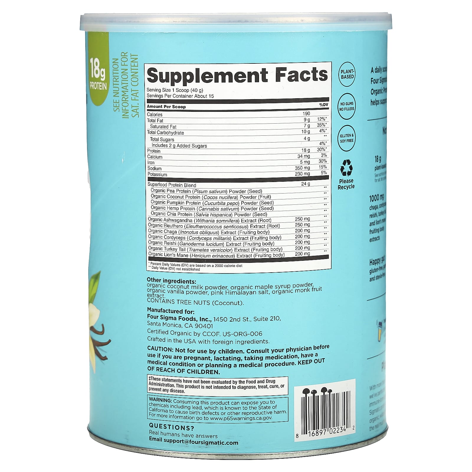 Four Sigmatic Organic Plant-Based Protein Powder - Sweet Vanilla - Image 2