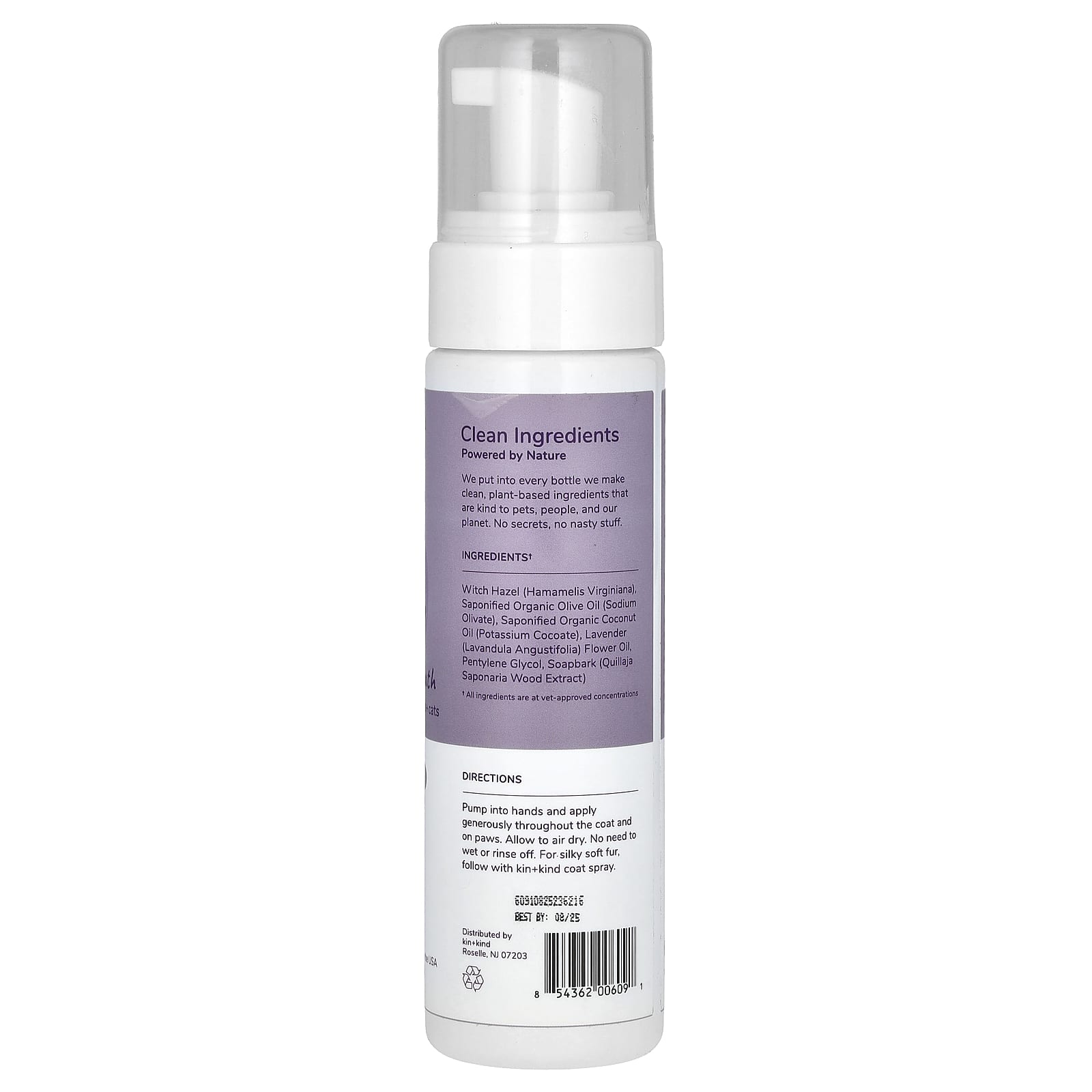 Kin+Kind, Calming Waterless Bath, Cleansing Foam For Dogs + Cats, Lavender, 8 fl oz (236 ml) - Image 2