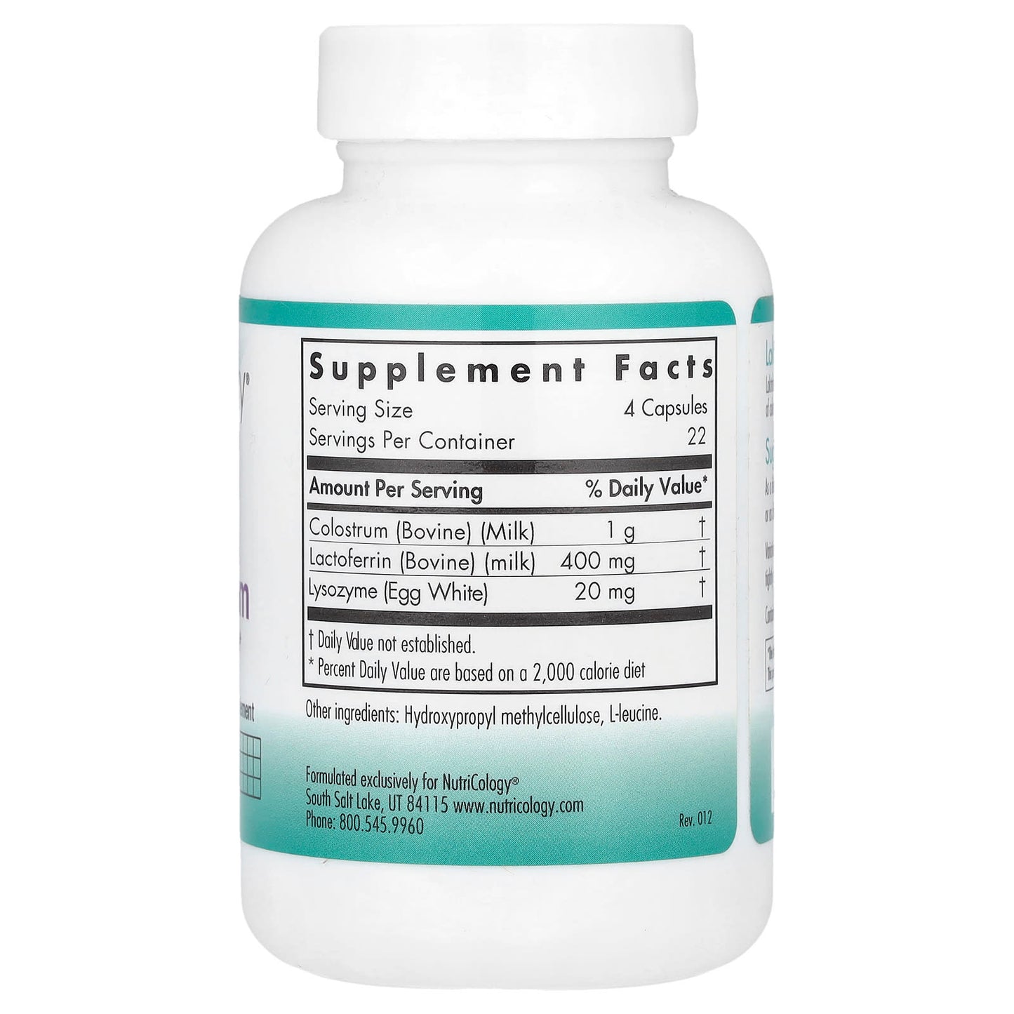 Nutricology, Laktoferrin with Colostrum, 90 Vegicaps - Image 2