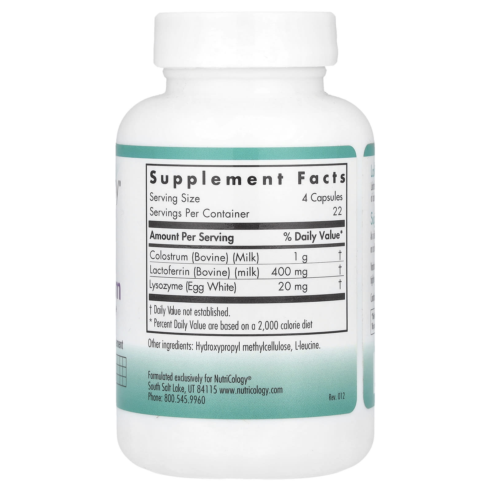 Nutricology, Laktoferrin with Colostrum, 90 Vegicaps - Image 2