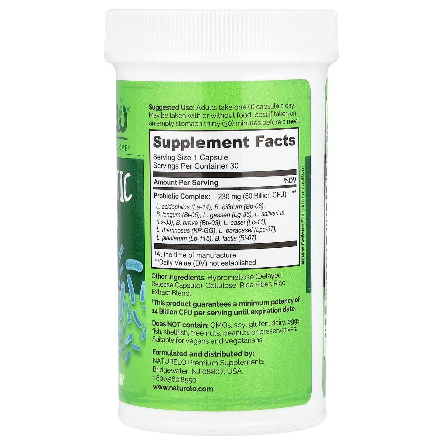 NATURELO, Probiotic, 50 Billion CFU, 30 Delayed Release Capsules - Image 2