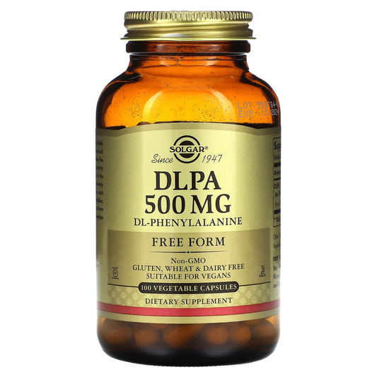 Solgar, DLPA, DL-Phenylalanine,  Free Form, 500 mg, 100 Vegetable Capsules - Image 1