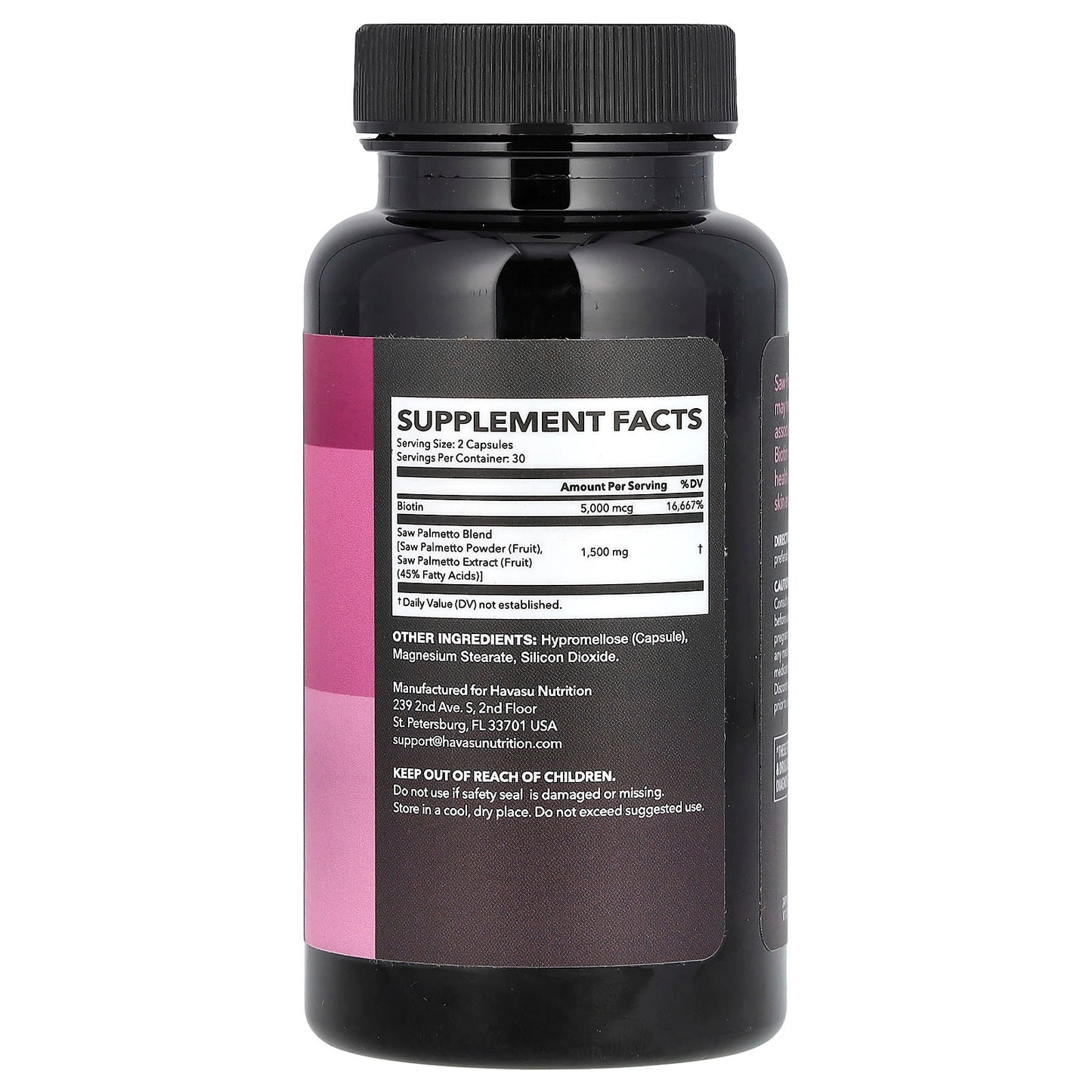 Saw Palmetto Hair Loss Supplement with Biotin - 60 Vegan Capsules - Image 2