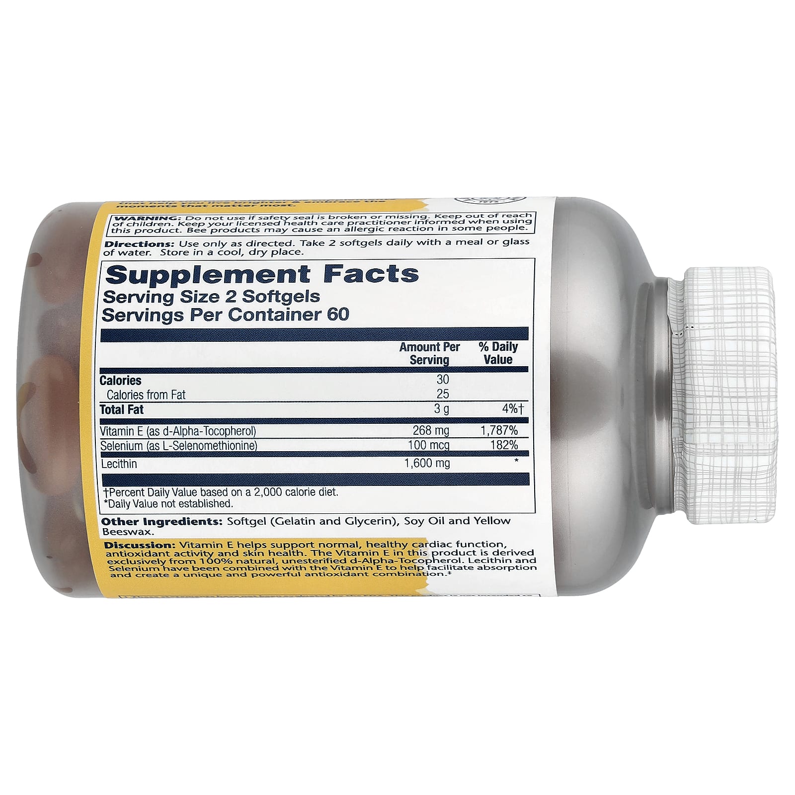 Solaray, Bio E® + Selenium with Lecithin, 120 Softgels - Image 2